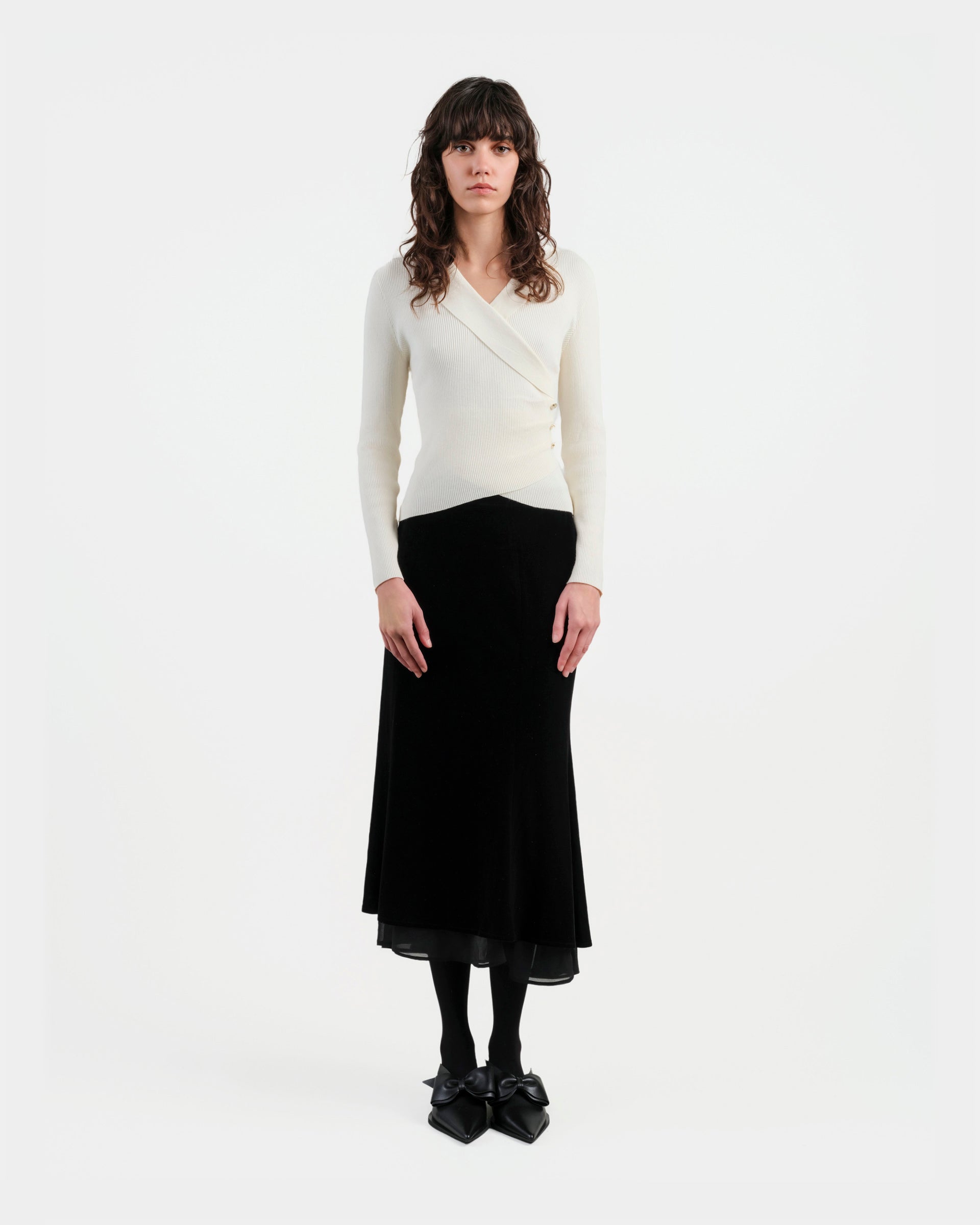 Ivory Draped Knit Top – Sussiland